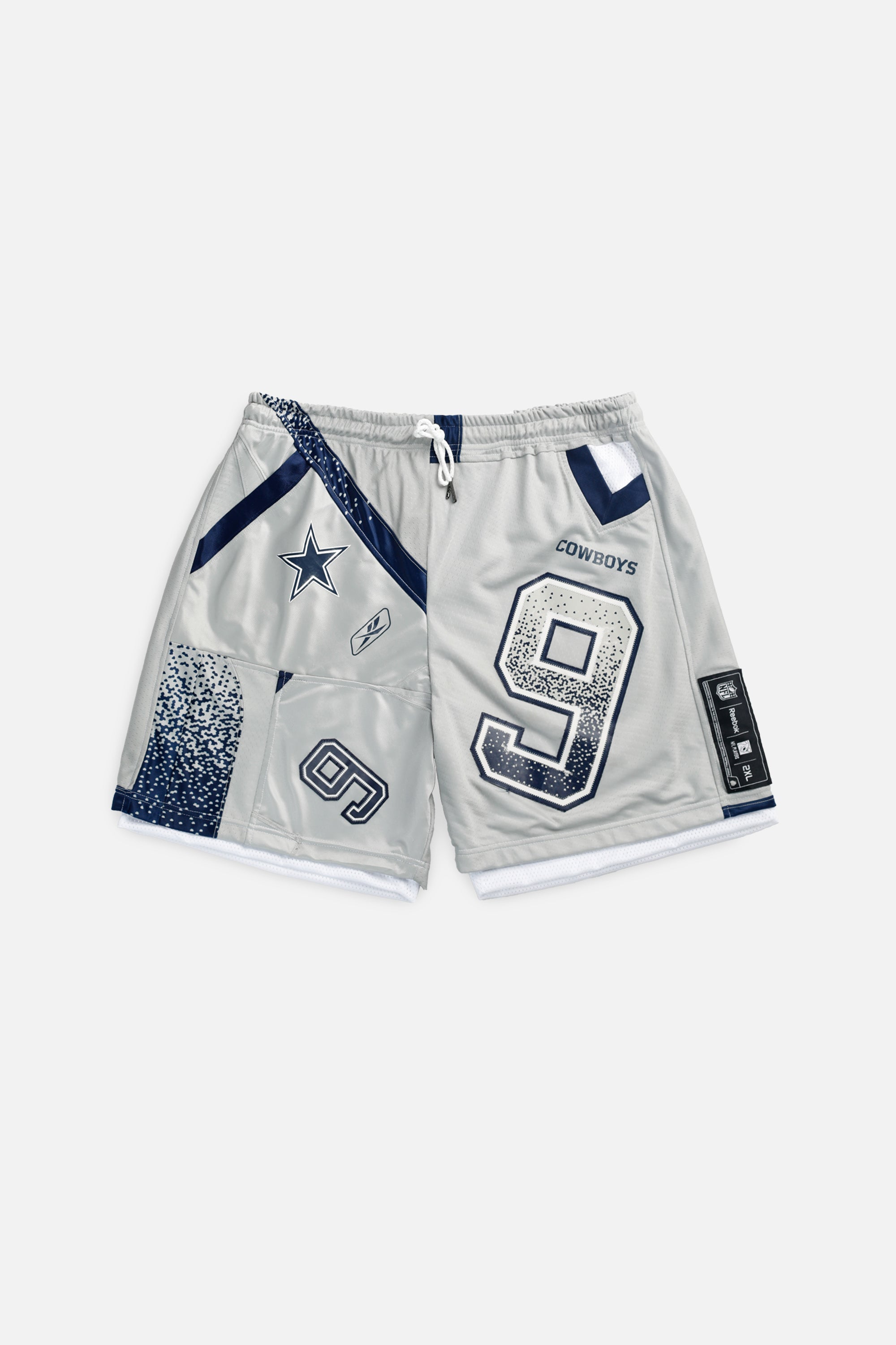 Unisex Rework Dallas Cowboys NFL Jersey Shorts - XXL-BOTTOMS-NFL-Women's XXL - Men's XL-Frankie Collective Rare Vintage Streetwear Reworks