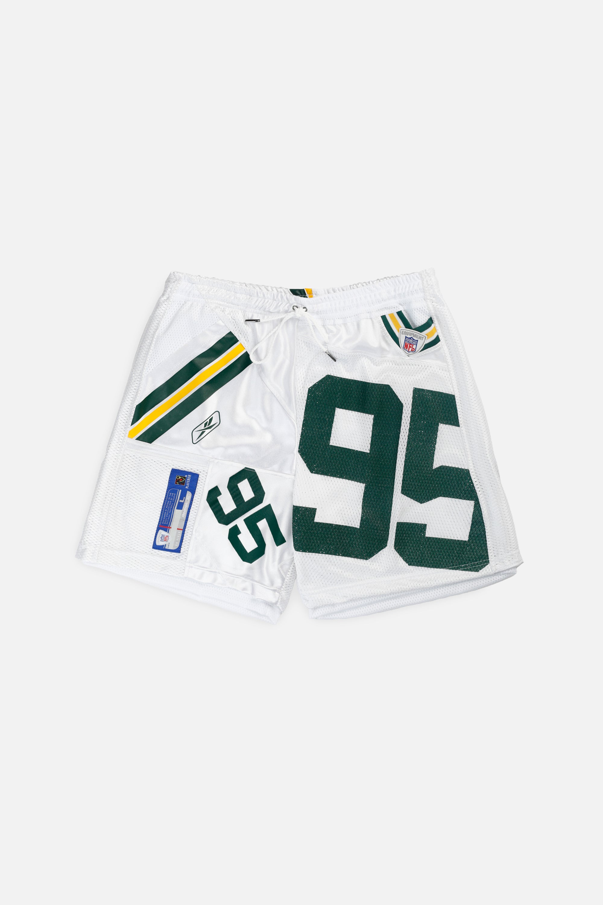 Unisex Rework Green Bay Packers NFL Jersey Shorts - XL-BOTTOMS-NFL-Women's XL - Men's L-Frankie Collective Rare Vintage Streetwear Reworks