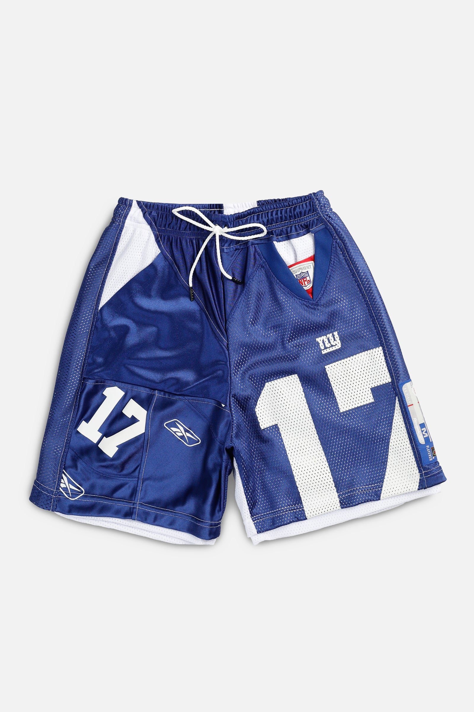 Unisex Rework NY Giants NFL Jersey Shorts - S-BOTTOMS-NFL-Women's S - Men's XS-Frankie Collective Rare Vintage Streetwear Reworks