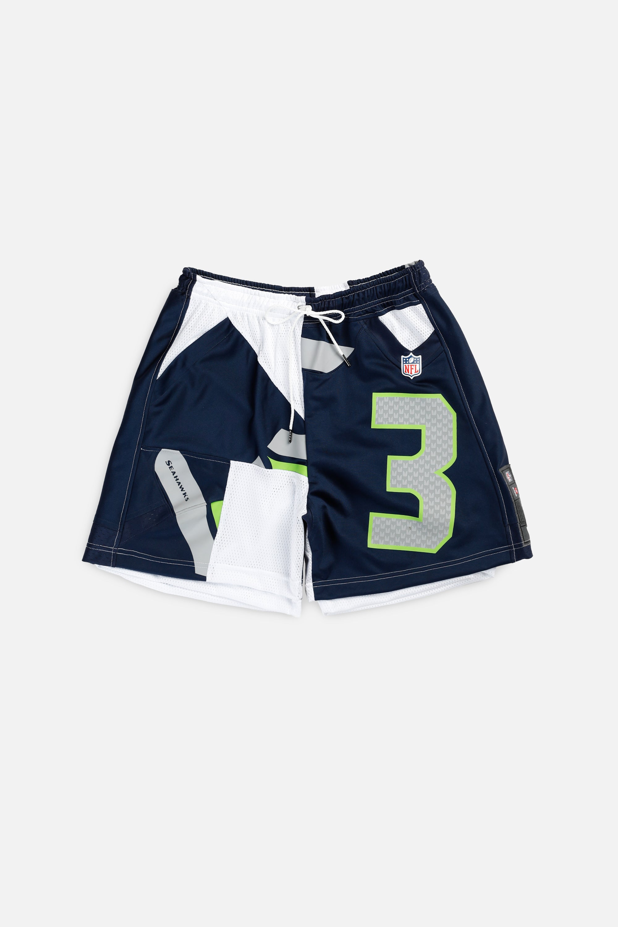 Unisex Rework Seattle Seahawks NFL Jersey Shorts - L-BOTTOMS-NFL-Women's L - Men's M-Frankie Collective Rare Vintage Streetwear Reworks