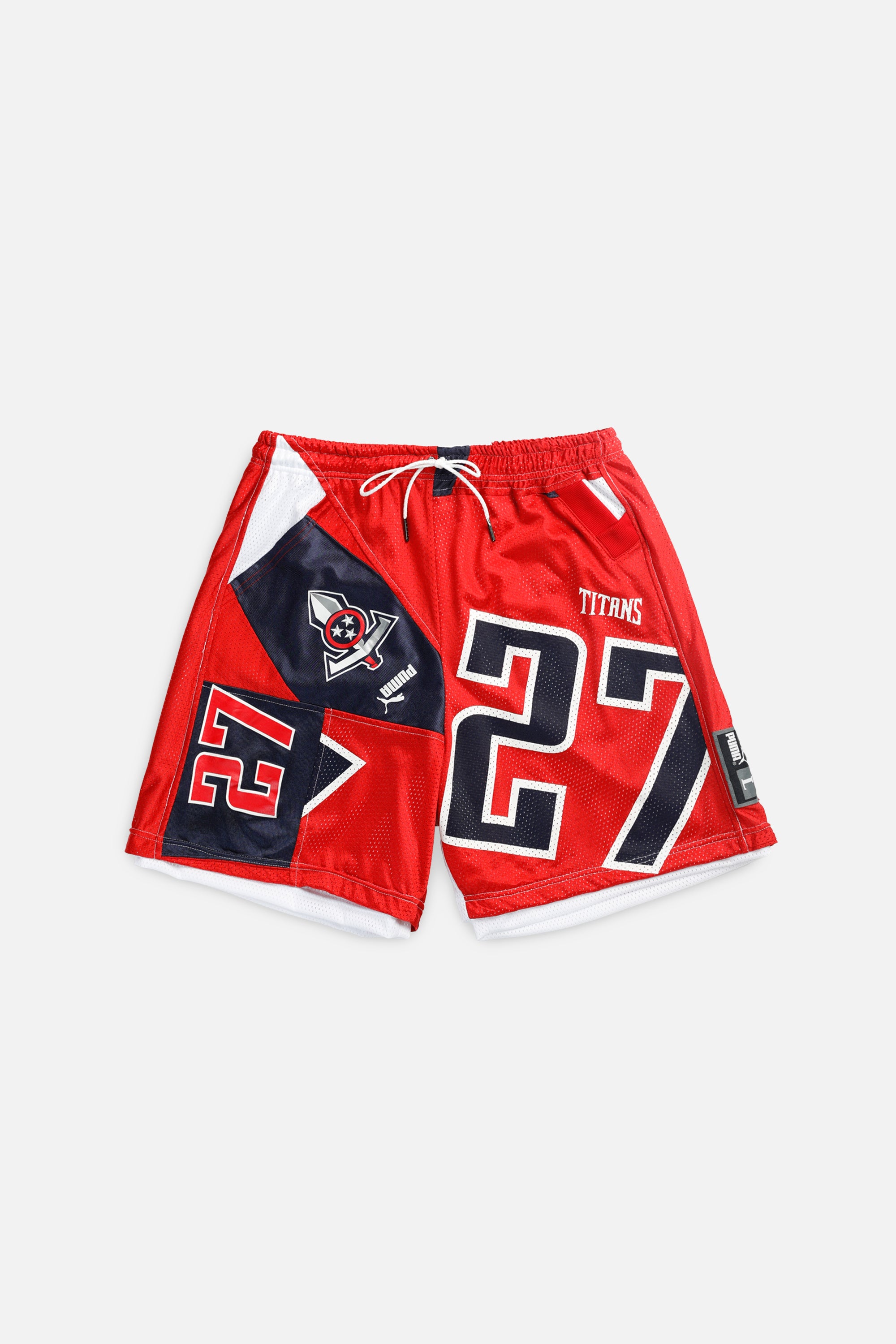 Unisex Rework Tennessee Titans NFL Jersey Shorts - L-BOTTOMS-NFL-Women's L - Men's M-Frankie Collective Rare Vintage Streetwear Reworks