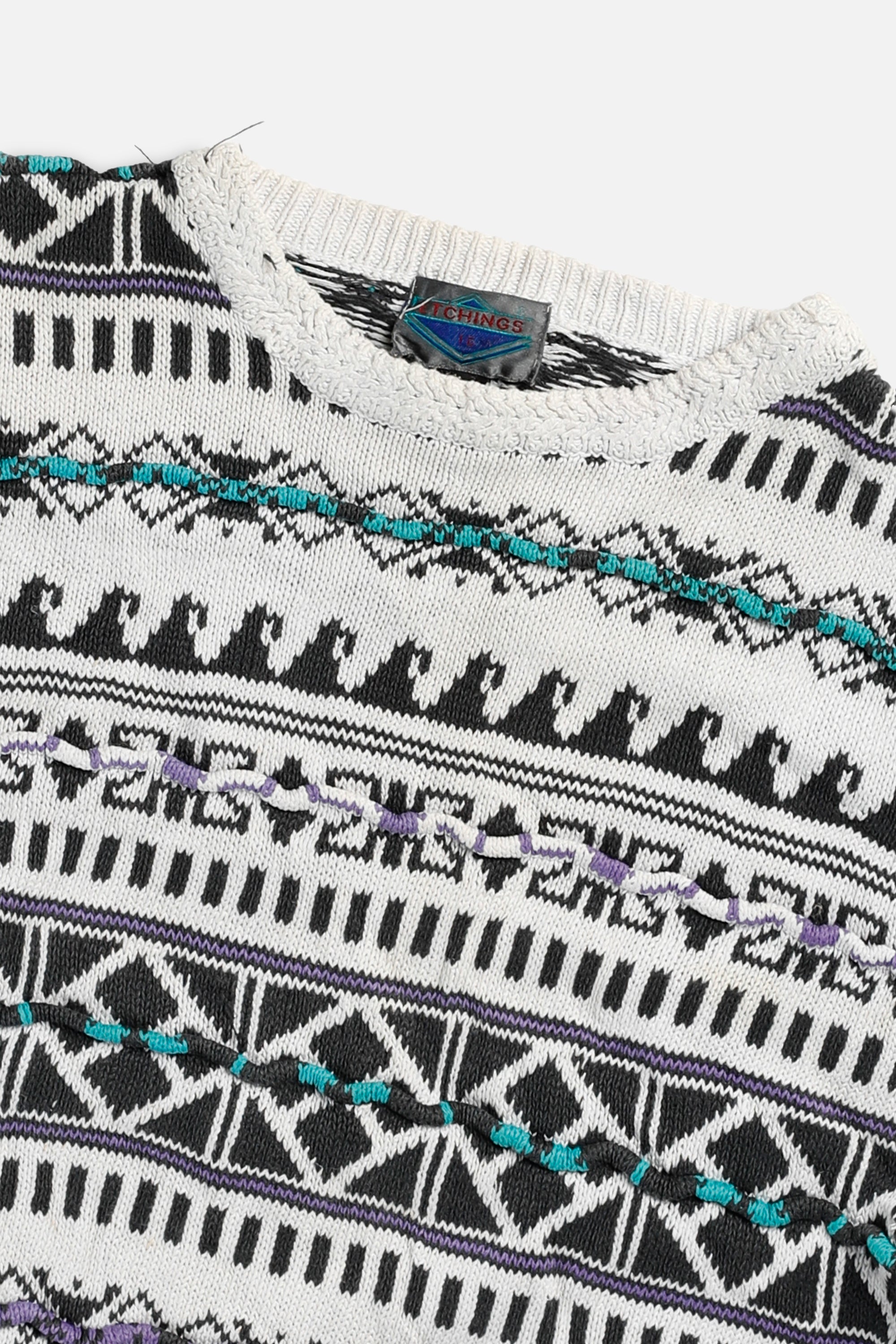 Vintage Coogi Style Knit Sweater - L-SWEATERS-vendor-unknown-L-Frankie Collective Rare Vintage Streetwear Reworks