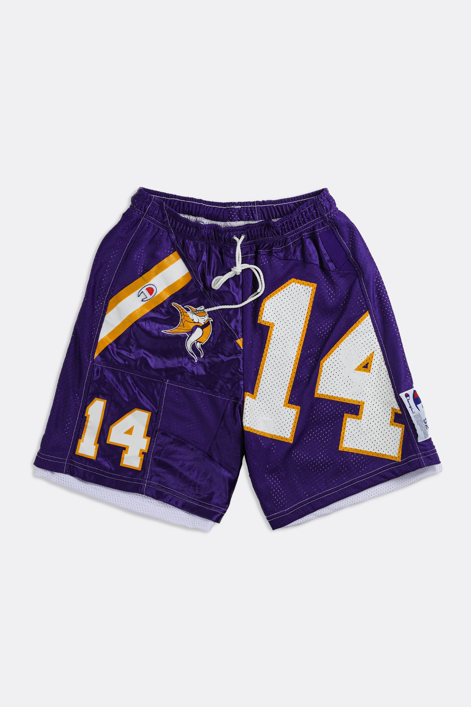 Unisex Rework Vikings NFL Jersey Shorts - Women-S, Men-XS-BOTTOMS-NFL-Frankie Collective Rare Vintage Streetwear Reworks